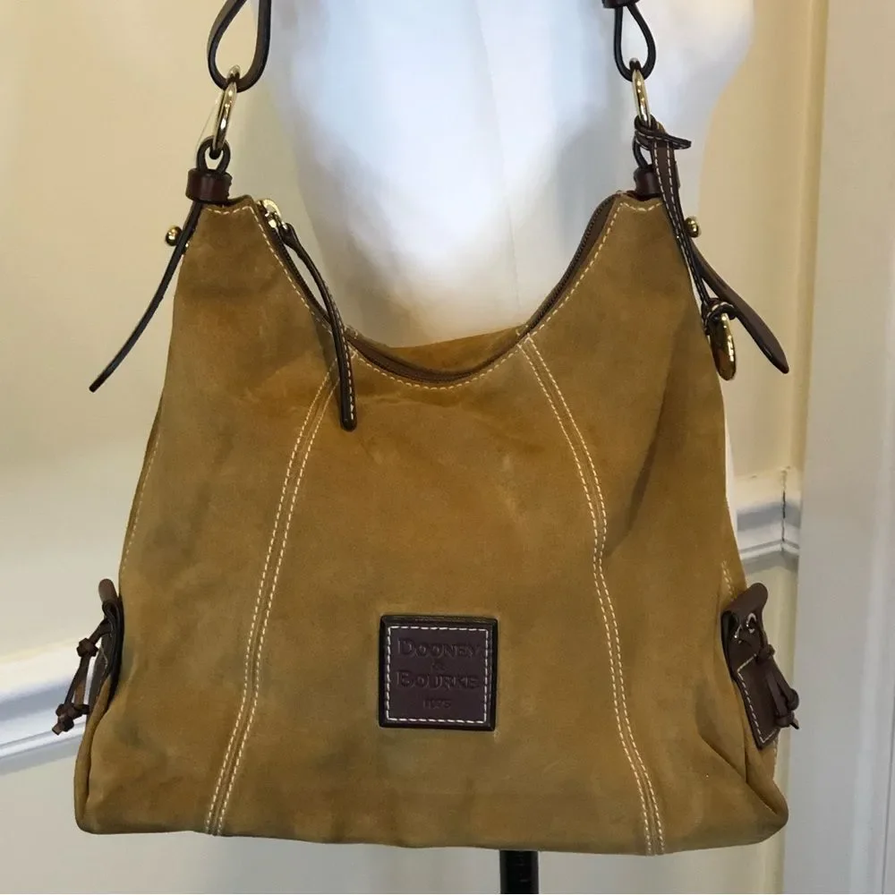 Vintage DOONEY & BOURKE Caramel Suede & Brown Leather Full Zipper Shoulder Bag